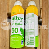 Alba Botanica SPF 50 Sensitive Sunscreen Spray Fragrance Free 5 Ounce (108 Pcs Lot)