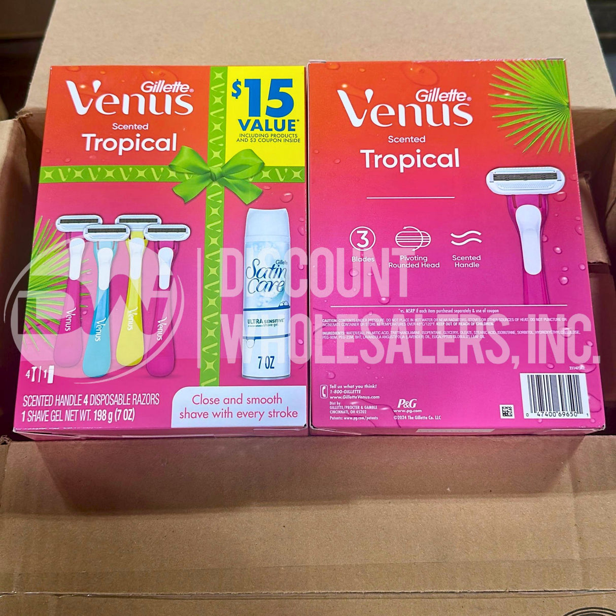 Gillette Venus Tropical Value Pack 4 Scented Handle Razors + Shave Gel (72 Pcs Lot)
