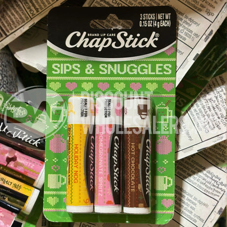 ChapStick Sips & Snuggles Lip Balm 3 Pack - Limited Edition - Holiday Scents (120 Pcs Lot)