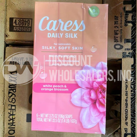 Caress Daily Silk White Peach & Orange Blossom Moisturizing Soap Bars (6 Bars) (100 Pcs Lot)