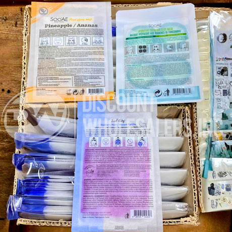 Food Story and SooAE Assorted Mask Pineapple, Cucumber, Blueberry 0.88 Oz. (150 Pcs Lot)