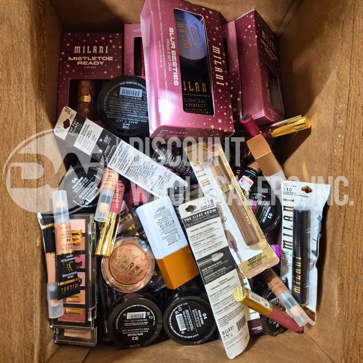 Milani Assorted Makeup Eyeshadows, Mascaras, Blush, Concealer, Foundation, Lipgloss And More Different Shades (110 Pcs Lot)