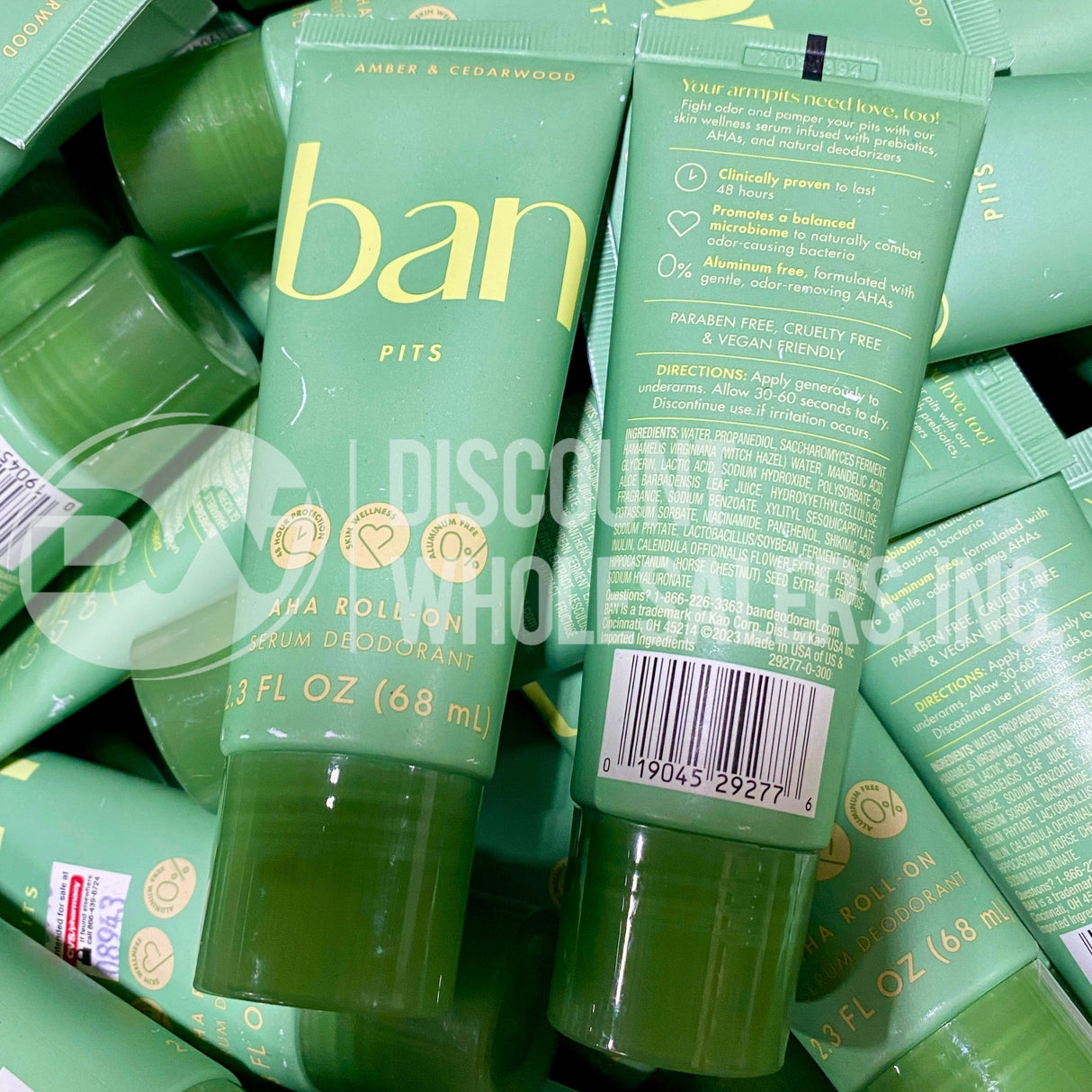 Ban Pits AHA Roll-On Serum Deodorant - Amber & Cedarwood - 2.3oz Single (310 Pcs Lot)