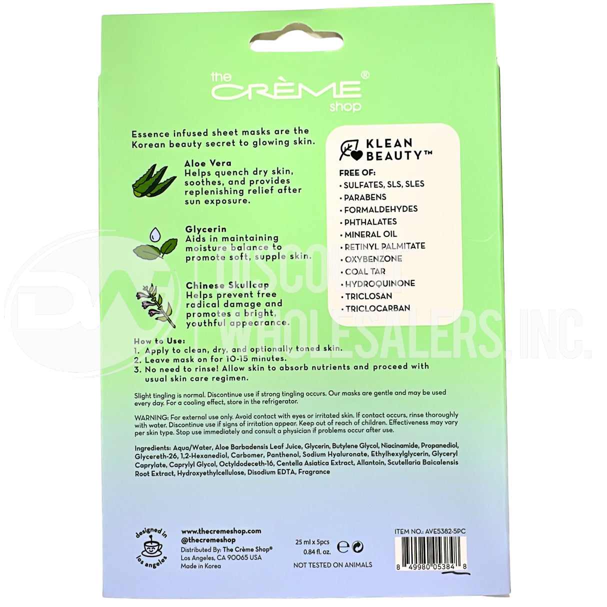 The Creme Shop Aloe Vera X3 Sheet Mask Set Of 5 (72 Pcs Lot)
