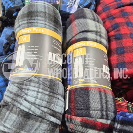 Men's Comfy Plaid Fleece Sleep Pant Assorted Sizes And Colors (150 Pcs Lot)
