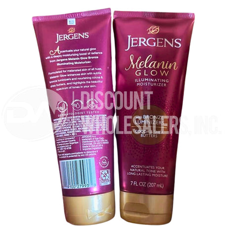 Jergens Melanin Glow Illuminating Moisturizer Cocoa & Shea Butters 7 Oz (128 Pcs Lot)