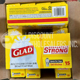 Glad Tall Kitchen Bags, Quick-Tie, 15 Bags (120 Pcs Lot)