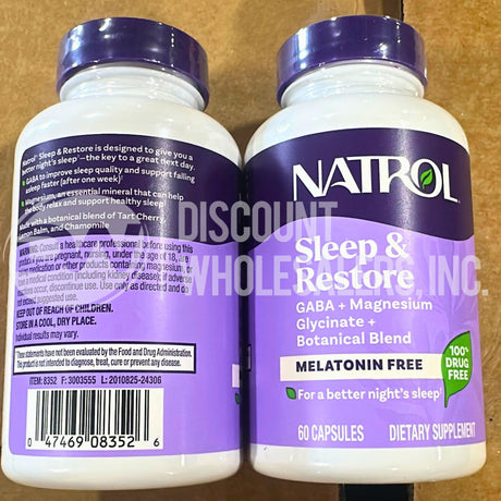 Natrol Sleep & Restore Melatonin Free Gaba Magnesium 60 ct (120 Pcs Lot)