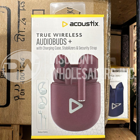 Acoustix True Wireless Audio Buds White Stem Earbuds with Charging Case Bluetooth Different Colors (96 Pcs Lot)