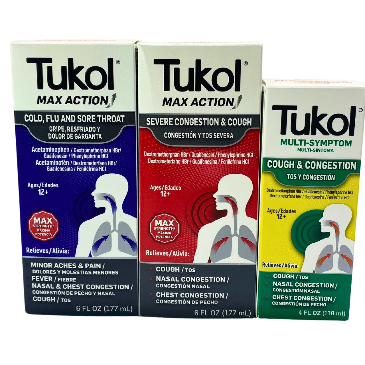 Tukol Cold & Flu Relief Assortment 6oz, 4oz, Ages 12+ (17 Pcs Lot)