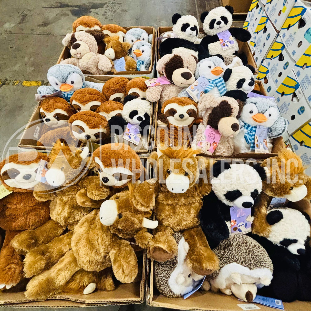 HOT HUGS Assorted Animals ( MICROWAVABLE HOTTIE ), (144 Pcs Per Pallet)