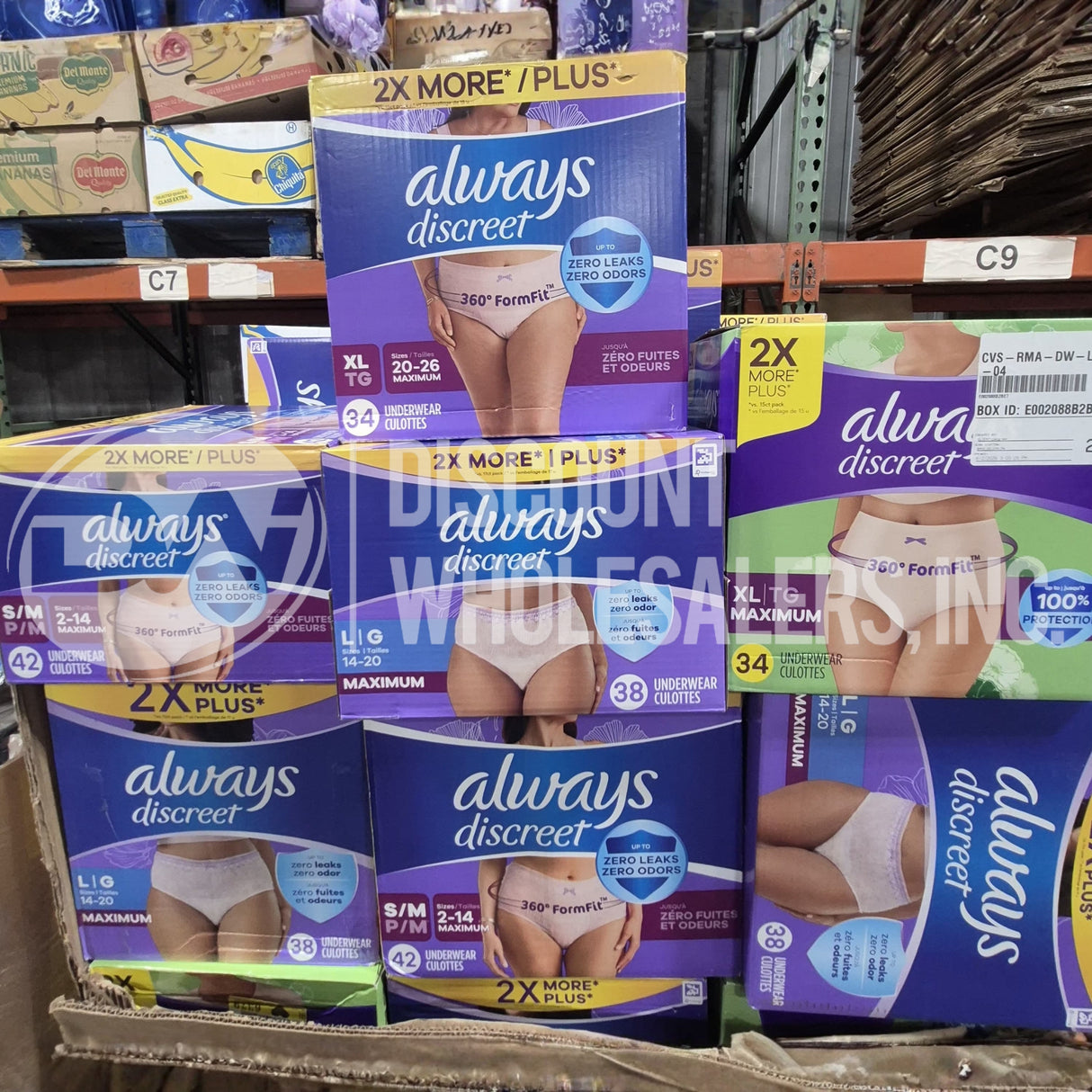 Always Discreet Underwear Culottes Assorted Sizes (60 Pcs Per Pallet)