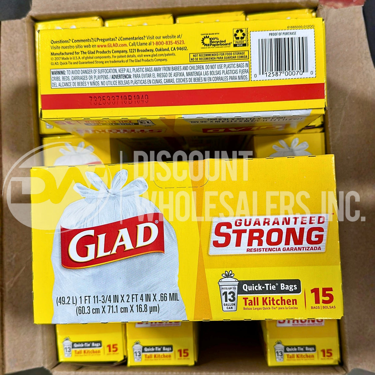 Glad Tall Kitchen Bags, Quick-Tie, 15 Bags (200 Pcs Lot)