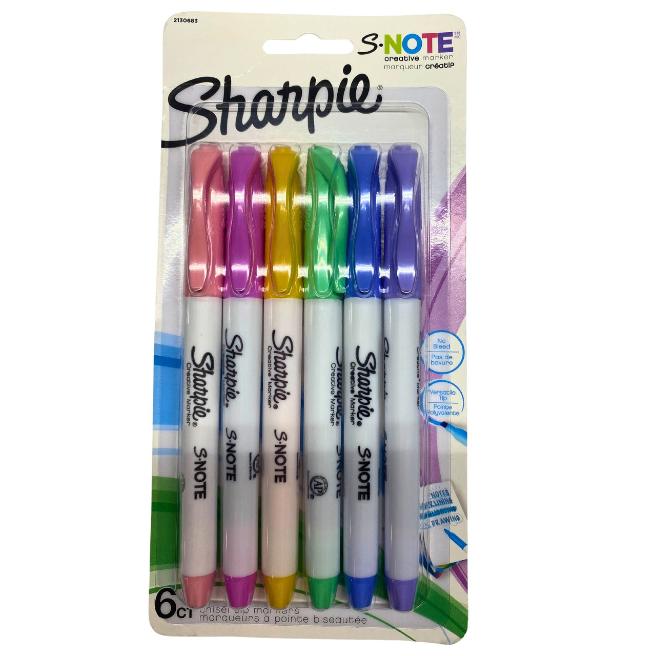 Sharpie 6ct Chisel Tip Markers Versatile 2-in-1 Tip Quickly Change Between Precise and Broad Lines