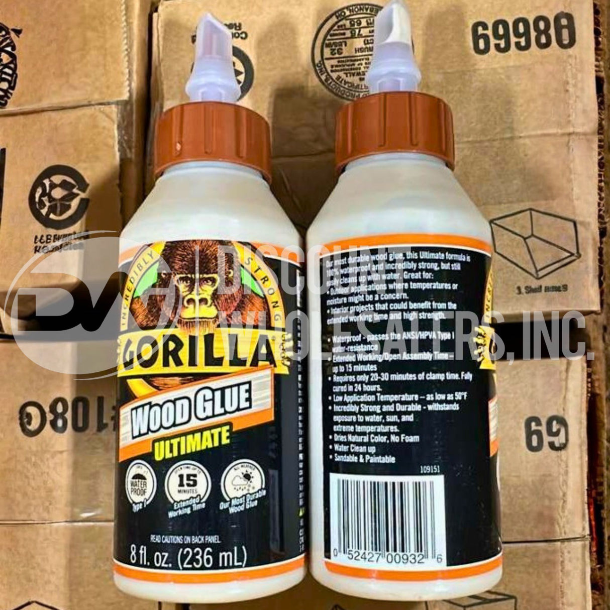 Gorilla Ultimate Waterproof Wood Glue, Natural Wood Color, 8OZ (66 Pcs Lot)