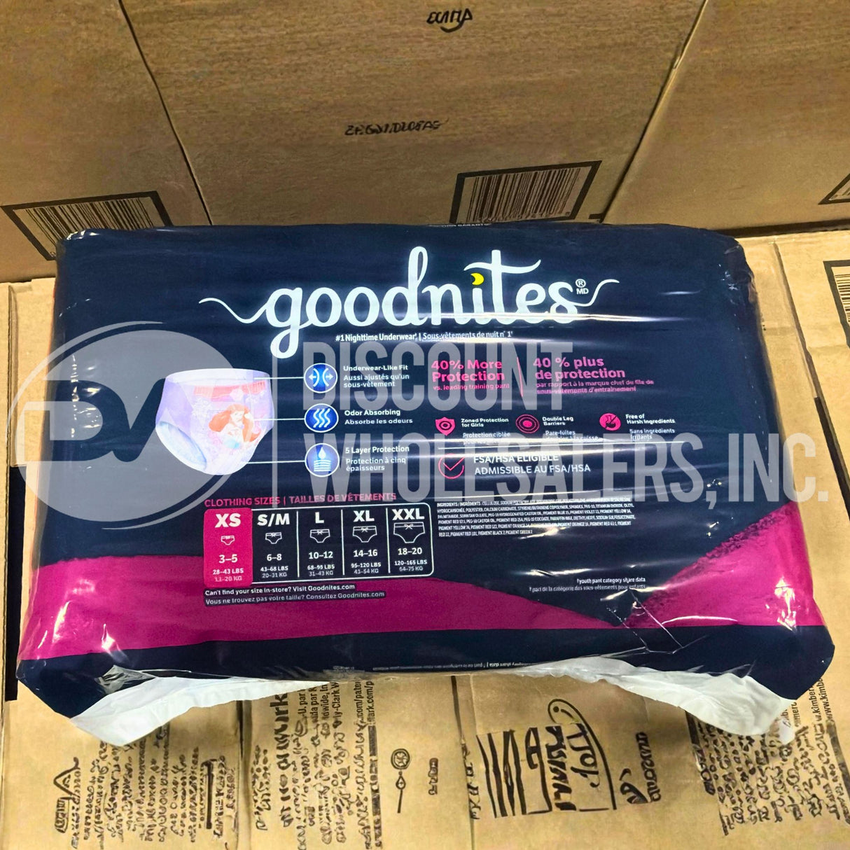 Goodnites Nighttime Underwear 28-43 LBS XS 38 Count (24 Pcs Lot)