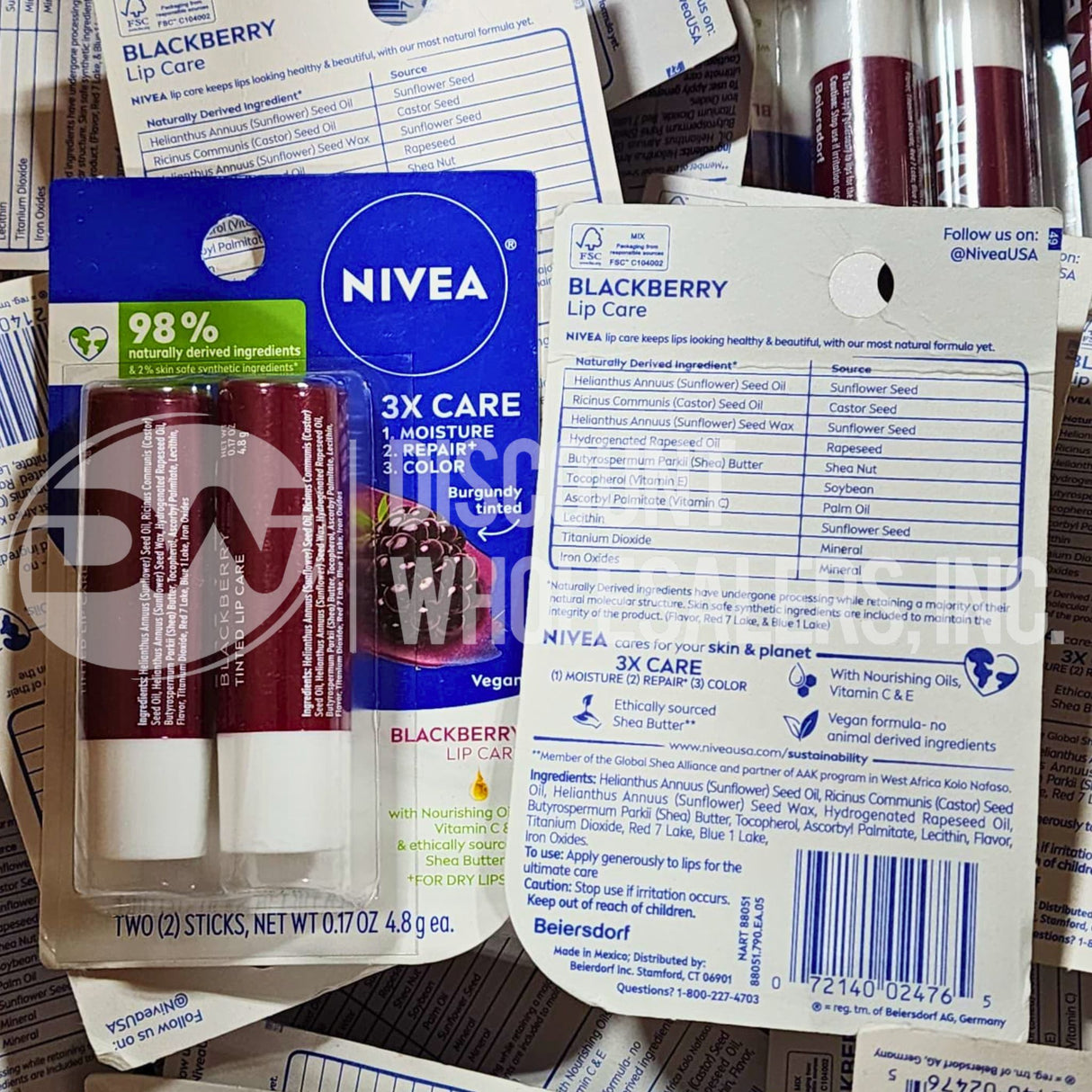 Nivea Blackberry Lip Care Tinted Lip Balm , 0.17 Oz (195 Pcs Lot)