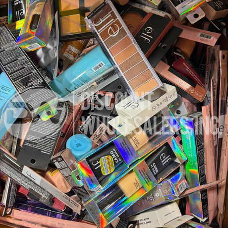 Elf Assorted Makeup Eyeshadow, Lipstick, Primer, Exfoliator and More Different Sizes and Shades (300 Pcs Lot)