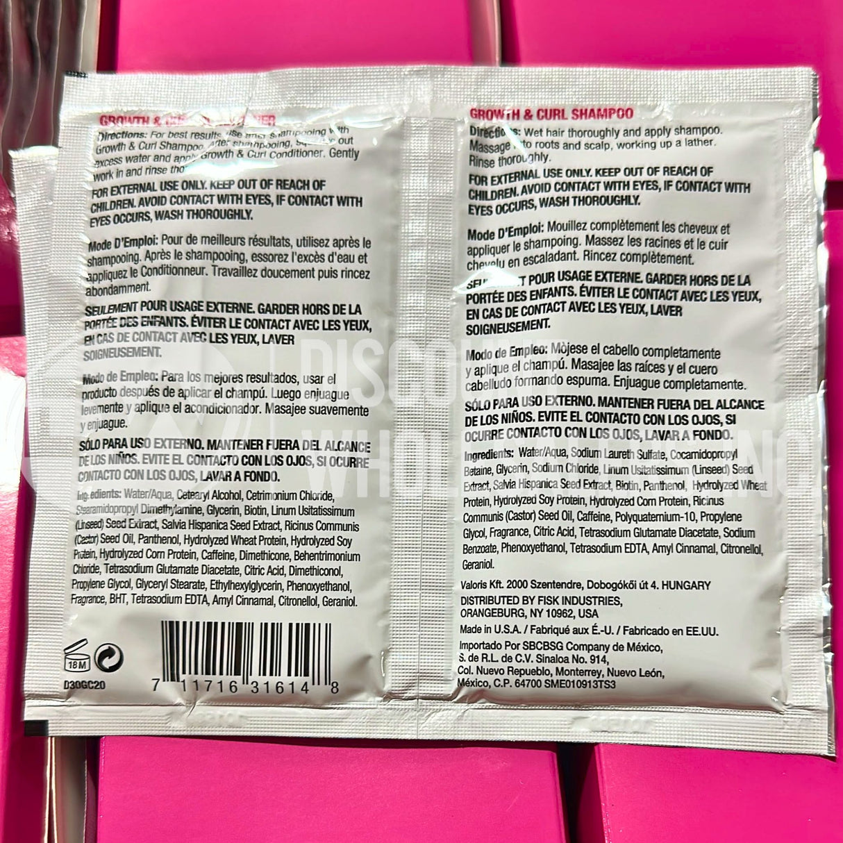 Diffel Growth & Curl Shampoo & Conditioner Duo Travel (72 Pcs Lot)