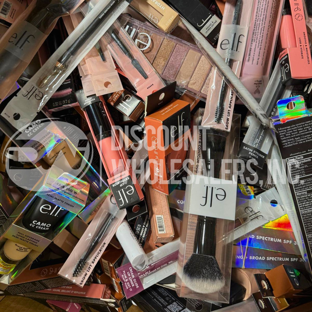 Elf Assorted Makeup Eyeshadow, Lipstick, Primer, Exfoliator and More Different Sizes and Shades (600 Pcs Lot)