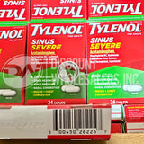 Tylenol Sinus Severe Acetaminophen Day 24 Cablets (92 Pcs Lot)