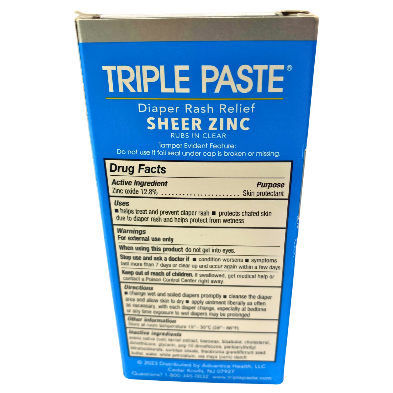 Triple Paste 12.8% Zinc Oxide/Skin Protectant Diaper Rash Relief 2 OZ