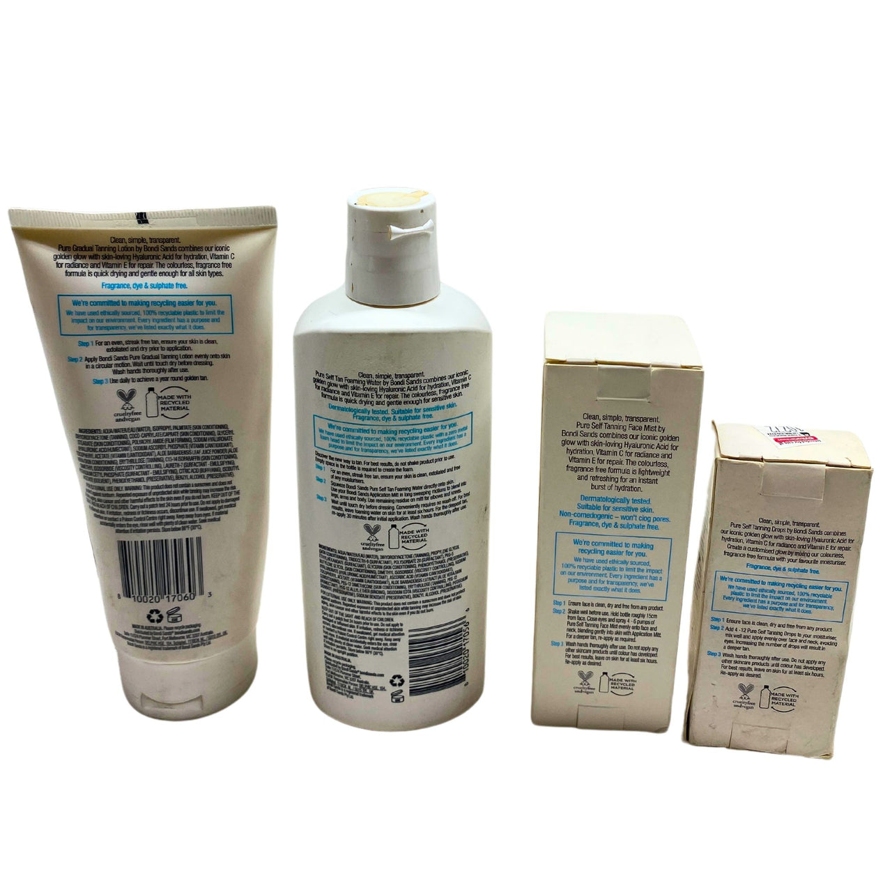 Assorted Bondi Sands Pure Tanning Lotions Differents Sizes 