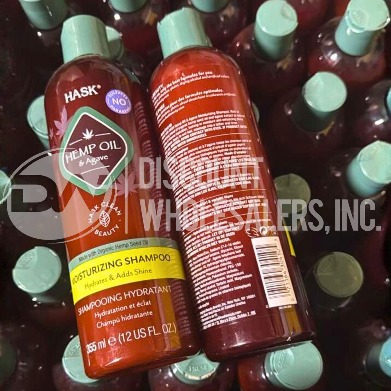 Hask Hemp Oil & Agave Moisturizing Shampoo Hydrates & Adds Shine Made with Organic Hemp Seed Oil 12 Oz. (50 Pcs Lot)