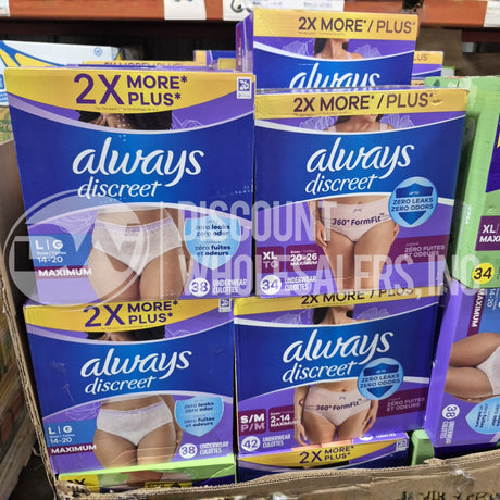 Always Discreet Underwear Culottes Assorted Sizes (60 Pcs Per Pallet)