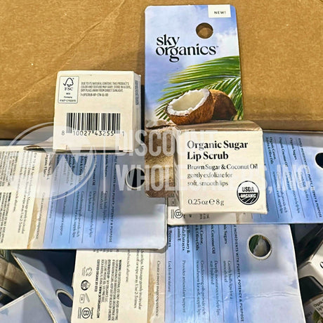 Sky Organics Organic Sugar Lip Scrub Brown Sugar & Coconut Oil, 0.25 Oz (370 Pcs Lot)
