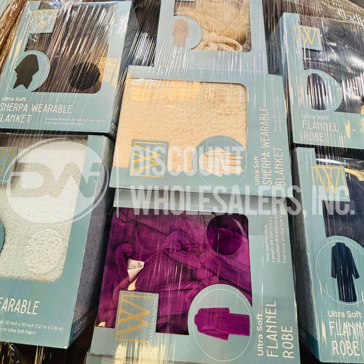 Wayland Assorted Bath Robe and Cozy Knit Wearable Blanket Unisex Different Shades and Sizes ( 30 Pcs Per Pallet )