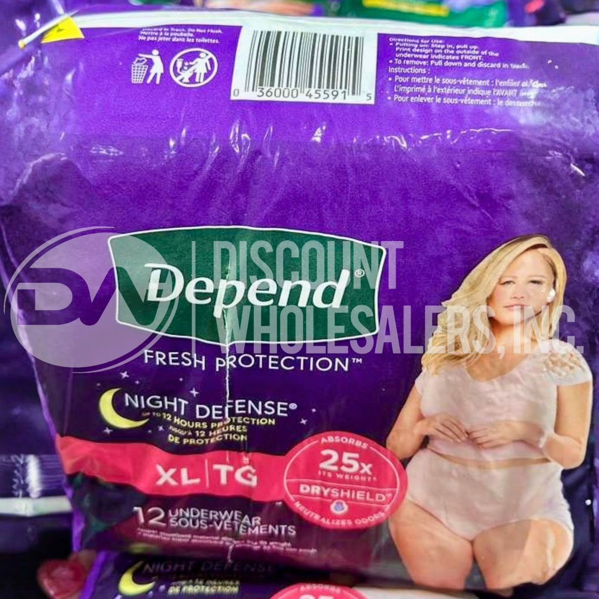 Depend Woman's Night Defense Underwear, XL - 12 CT (143 Pcs Per Pallet)