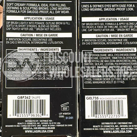 L.A Girl Gel Eyeliner And Brow Pomade Assorted Colors (100 Pcs Lot)