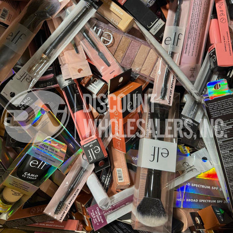 Elf Assorted Makeup Eyeshadow, Lipstick, Primer, Exfoliator and More Different Sizes and Shades (300 Pcs Lot)