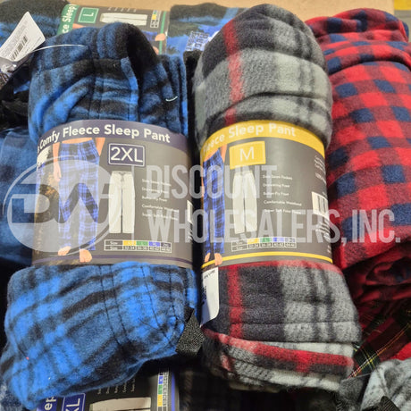 Men's Comfy Plaid Fleece Sleep Pant Assorted Sizes And Colors (150 Pcs Lot)