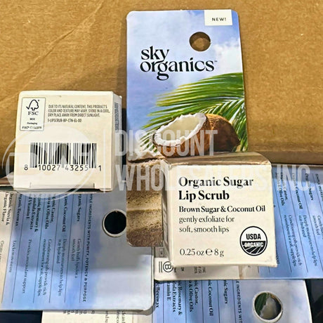 Sky Organics Organic Sugar Lip Scrub Brown Sugar & Coconut Oil, 0.25 oz (630 Pcs Lot)