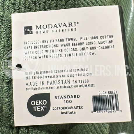 Modavari Waffle Hand Towel Duck Green (150 Pcs Lot)