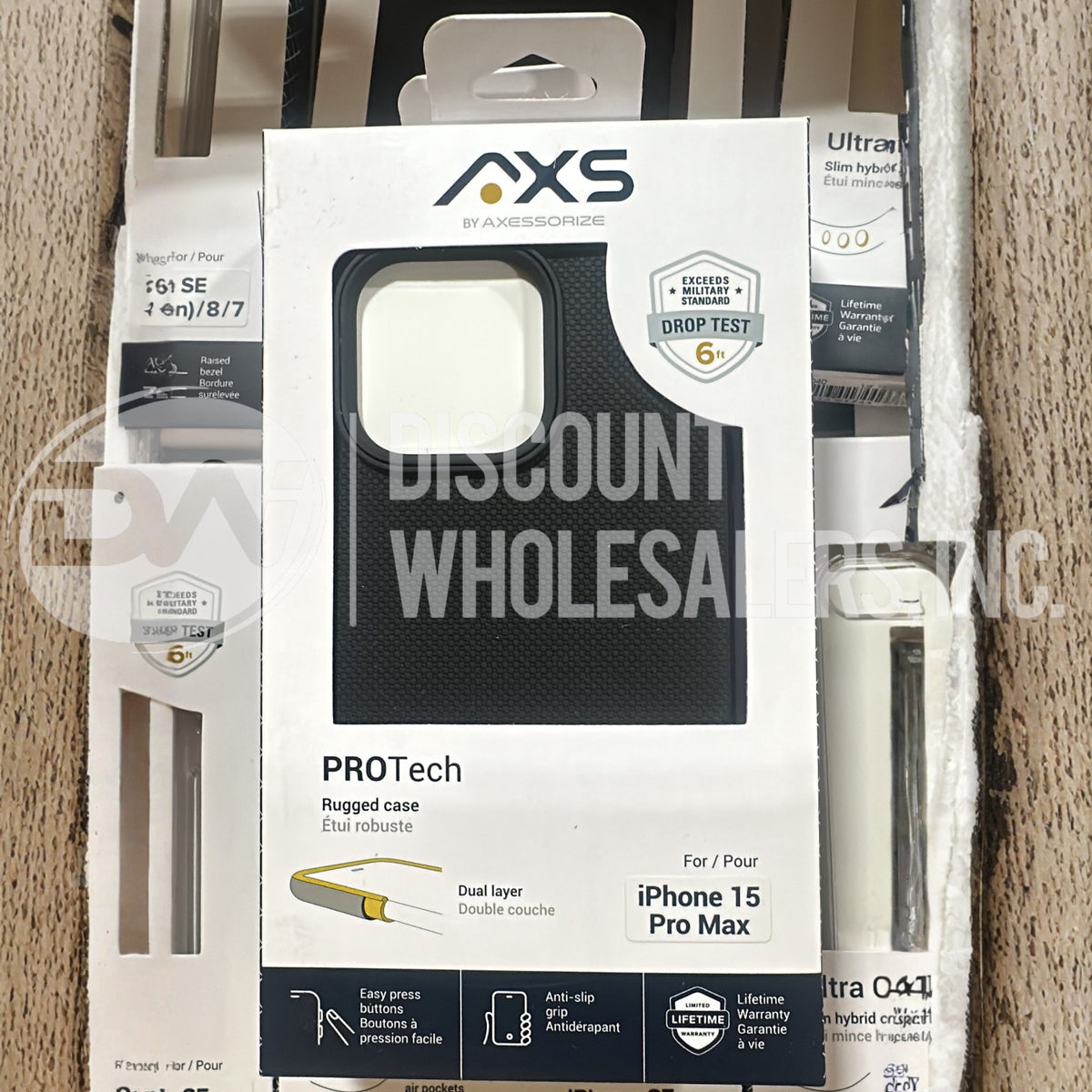 Axs Protech For iPhone 15 Pro Max Black And Ultra Clear Slim Hybrid Case For iPhone SE (3&2 Gen) 8/7 Mix (80 Pcs Lot)