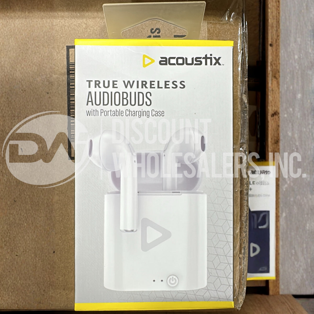 Acoustix True Wireless Audio Buds White Stem Earbuds with Charging Case Bluetooth Different Colors (96 Pcs Lot)