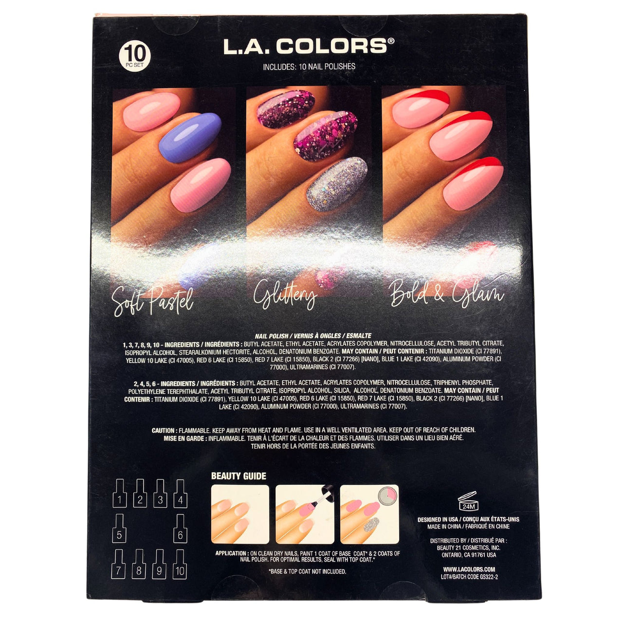 L.A. Colors Luxe Polish Lounge, 10pc Set, (40 Pcs Lot)