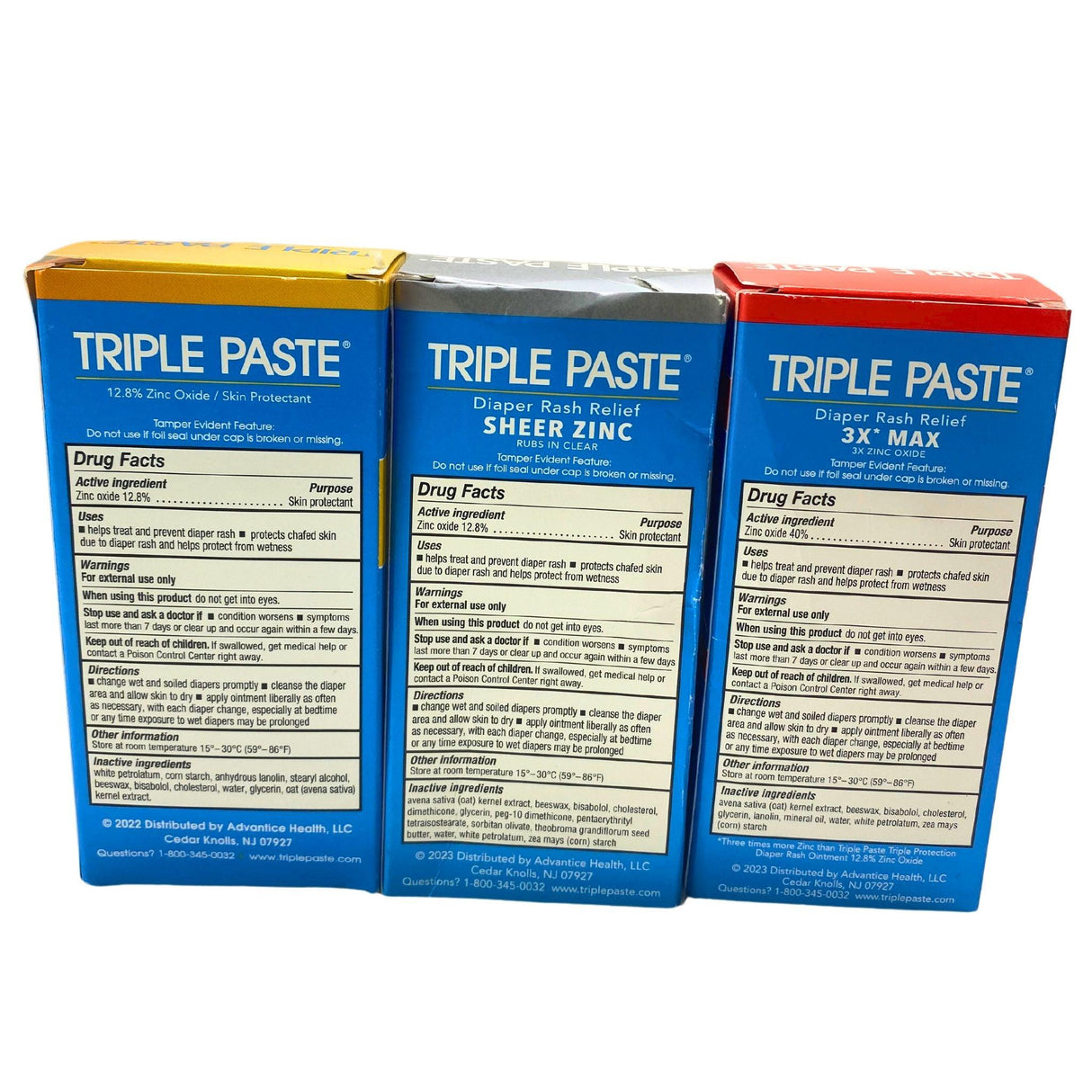 Triple Paste Diaper Rash Relief Triple Protection, Sheer Zinc, 3x Max 2 OZ 