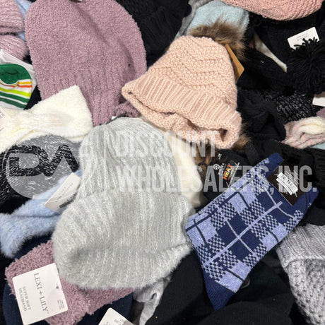 Assorted Winter Gear Accessories Lot Beanies, Hats, Scarves, Socks (100 Pcs Lot)