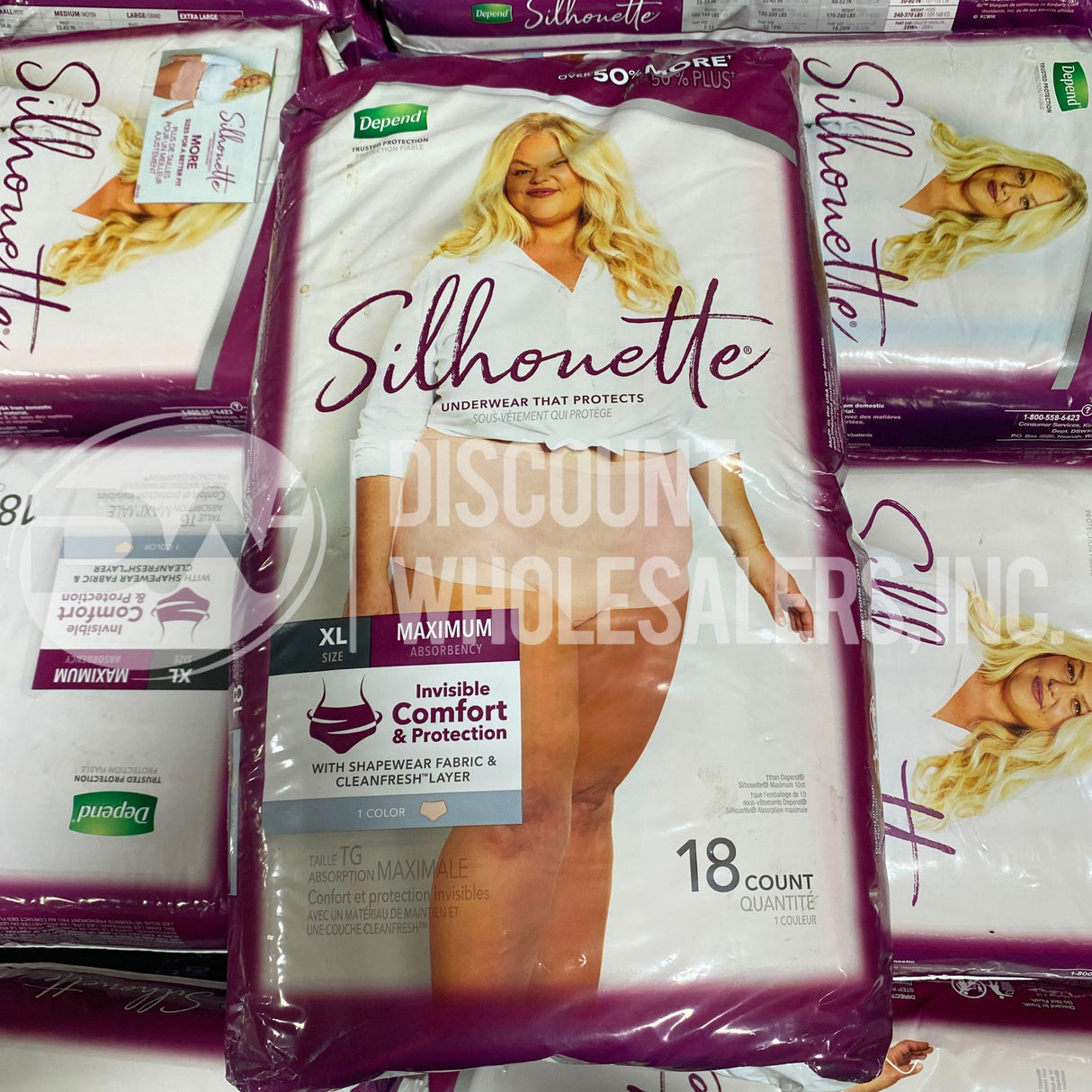 Depend Silhouette Adult Diapers, Incontinence & Postpartum X-Large, Beige 18 Count (88 Pcs Per pallet)