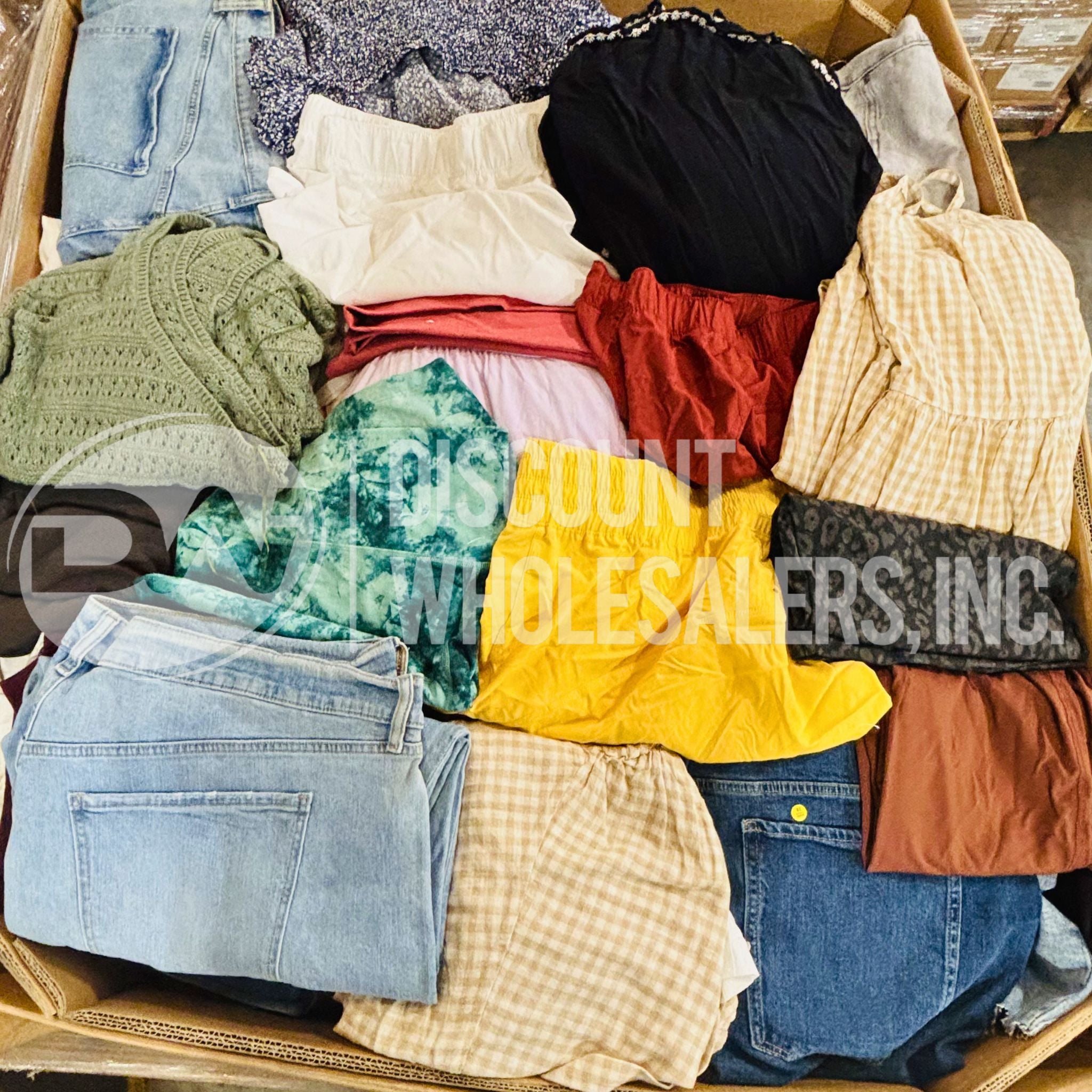 Mix surtido de ropa, marca reconocida, tallas grandes para mujer (500 piezas por pallet)