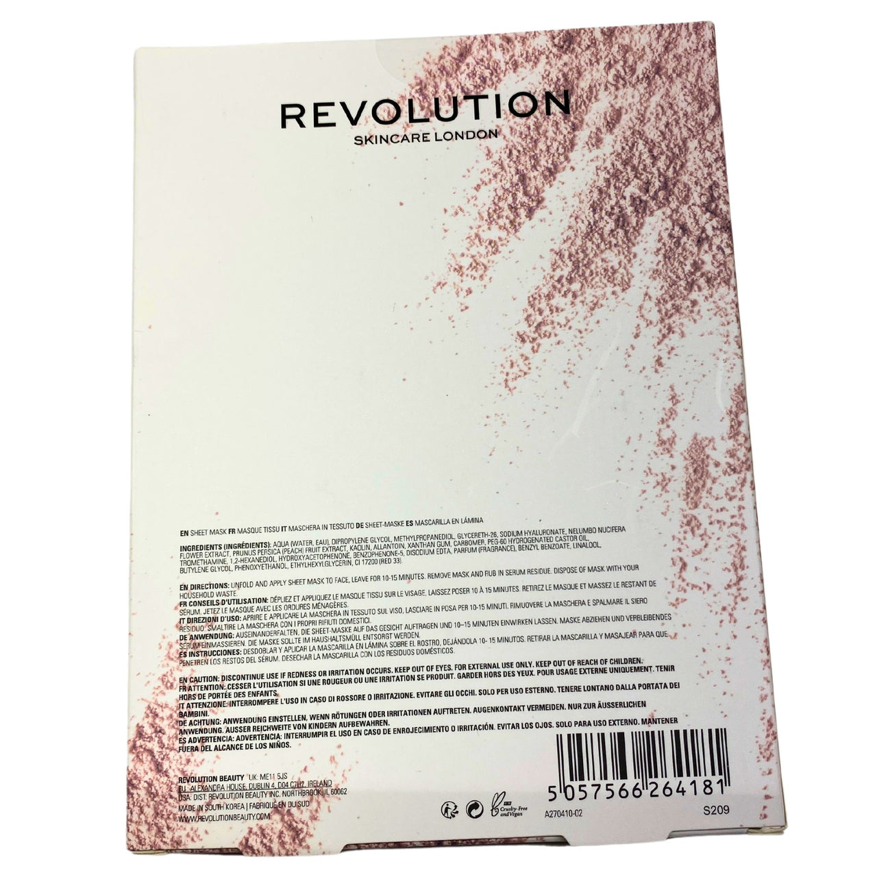 Revolution London Pink Clay x5 Detoxifying Sheet Masks with Peach Extract Vegan /Cruelty Free Biodegradable (36 Pcs Lot)