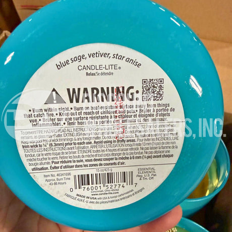 Vibes Essential Elements Candle Relax Fougere Amber 15 Oz (60 Pcs Lot)