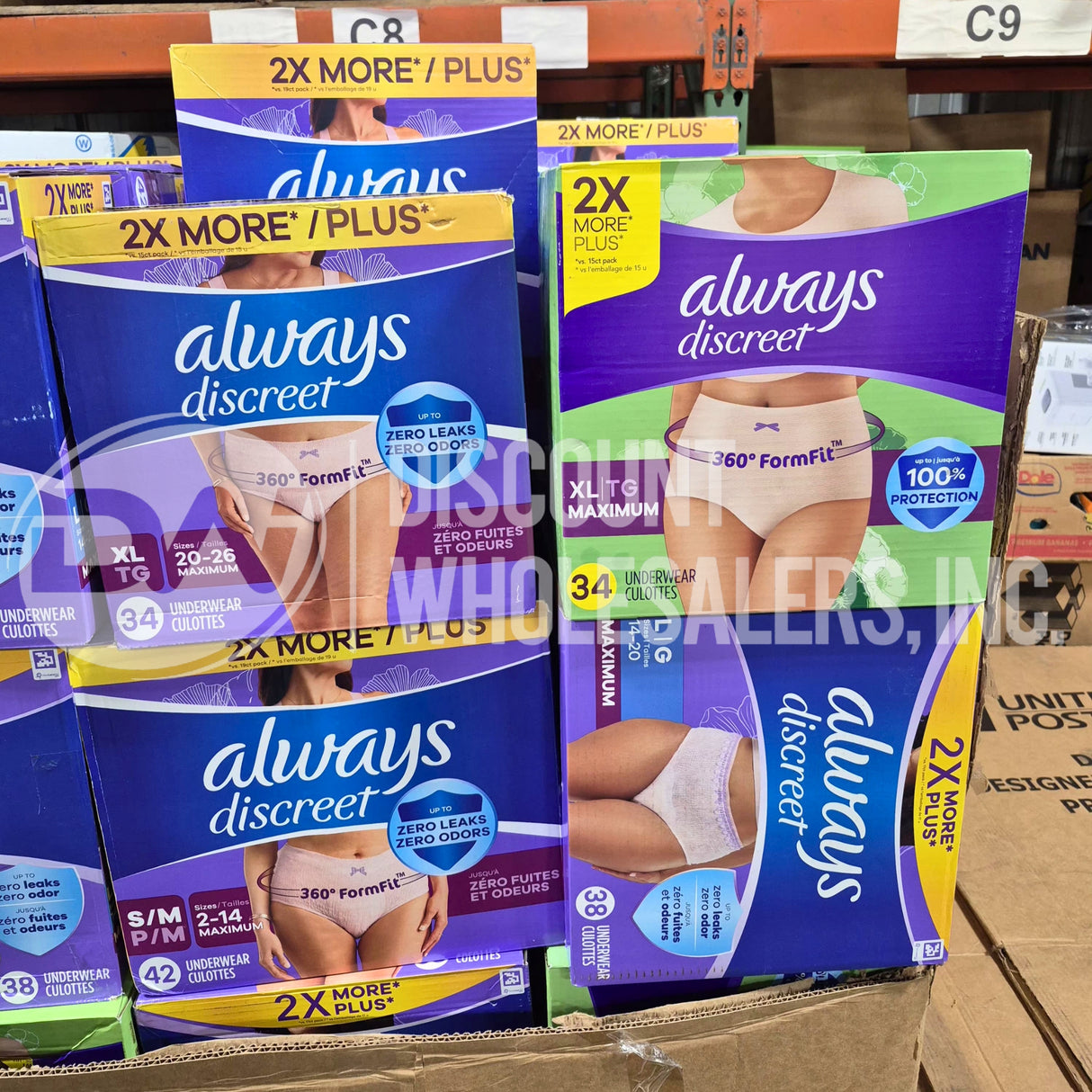 Always Discreet Underwear Culottes Assorted Sizes (60 Pcs Per Pallet)