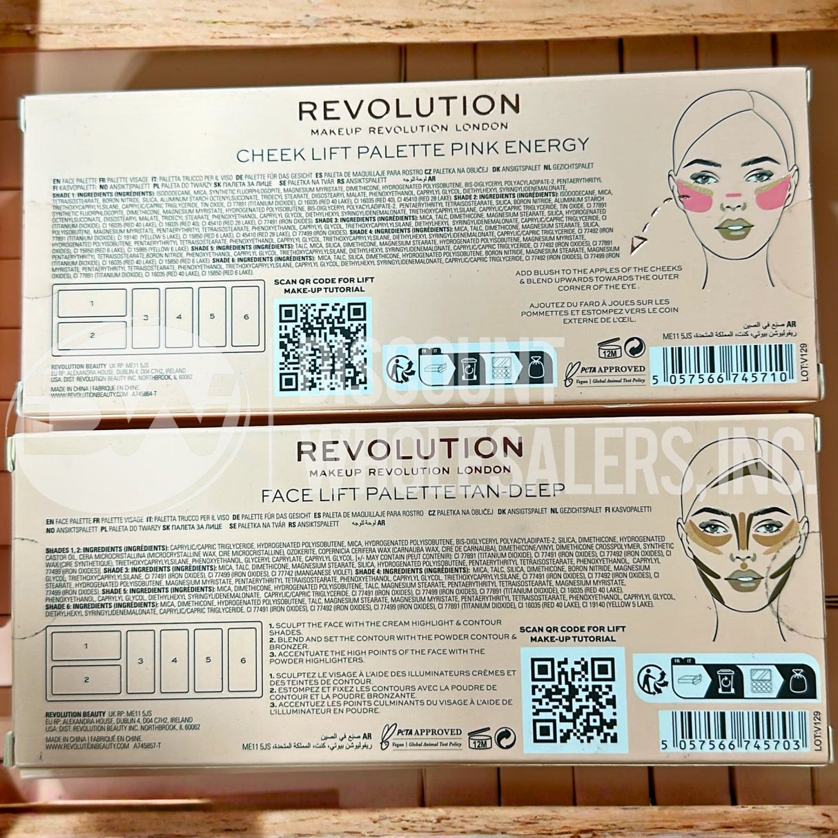 Makeup Revolution Cheek Lift Palette - Pink Energy and Pace Palette Tan-Deep Mix 0.06 oz (95 Pcs Lot)