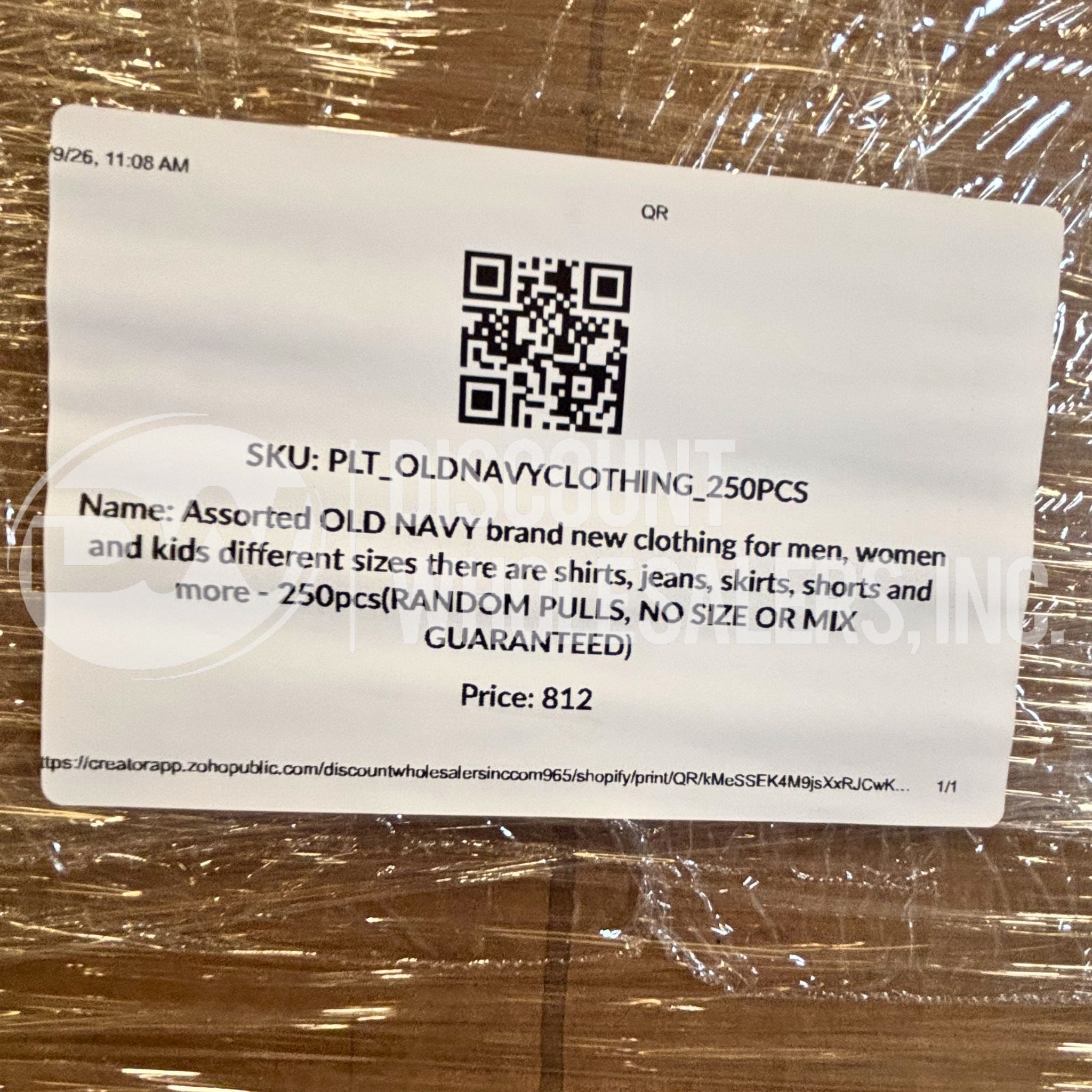 Ropa variada nueva de la marca OLD NAVY para hombres, mujeres y niños, en diferentes tallas (250 piezas por pallet)