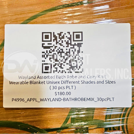 Wayland Assorted Bath Robe and Cozy Knit Wearable Blanket Unisex Different Shades and Sizes ( 30 Pcs Per Pallet )